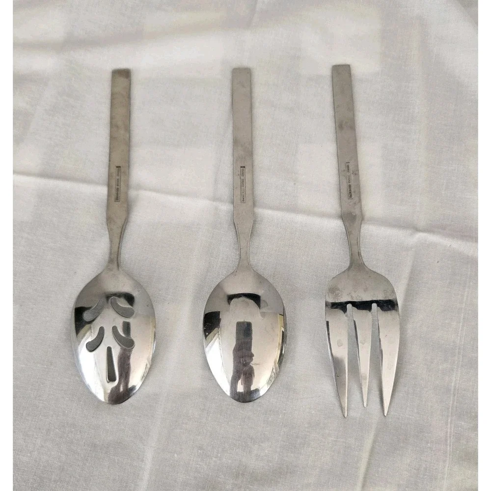 Hanford Forge Finesse 3 Piece Floral Serving Utensil Set Stainless Steel Korea
